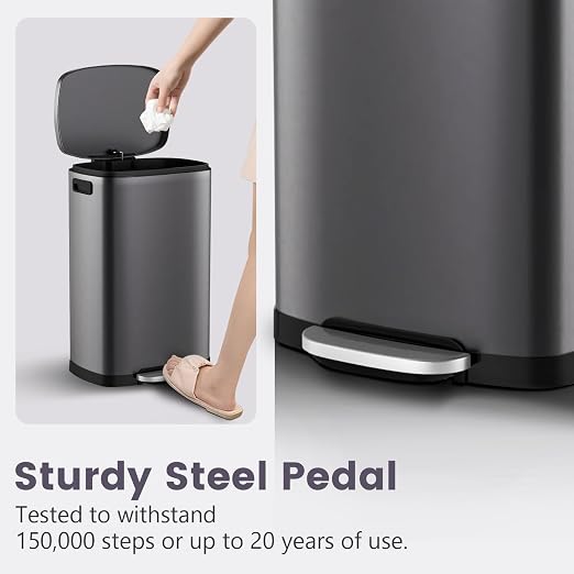 ELPHECO Kitchen Trash Can with Lid Soft Close, 13 Gallon / 50L Stainless Steel - Image 6