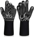 Comsmart BBQ Gloves, 1472F Heat Resistant Silicone Non-Slip Oven Mitts, Long Kitchen Gloves Perfect for Grilling, Cooking, Baking, Cutting