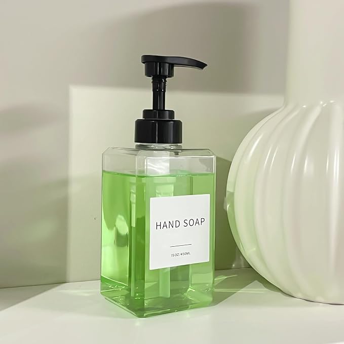 Clear Soap Dispenser with Waterproof Labels, Thickened Plastic Hand Soap - Image 6
