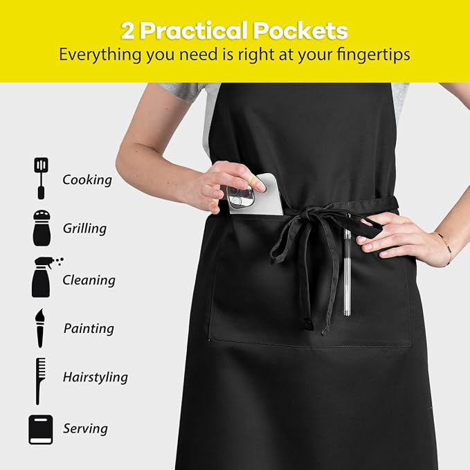 ROTANET Extra Large Apron for Men Adjustable Bib Aprons - Image 4