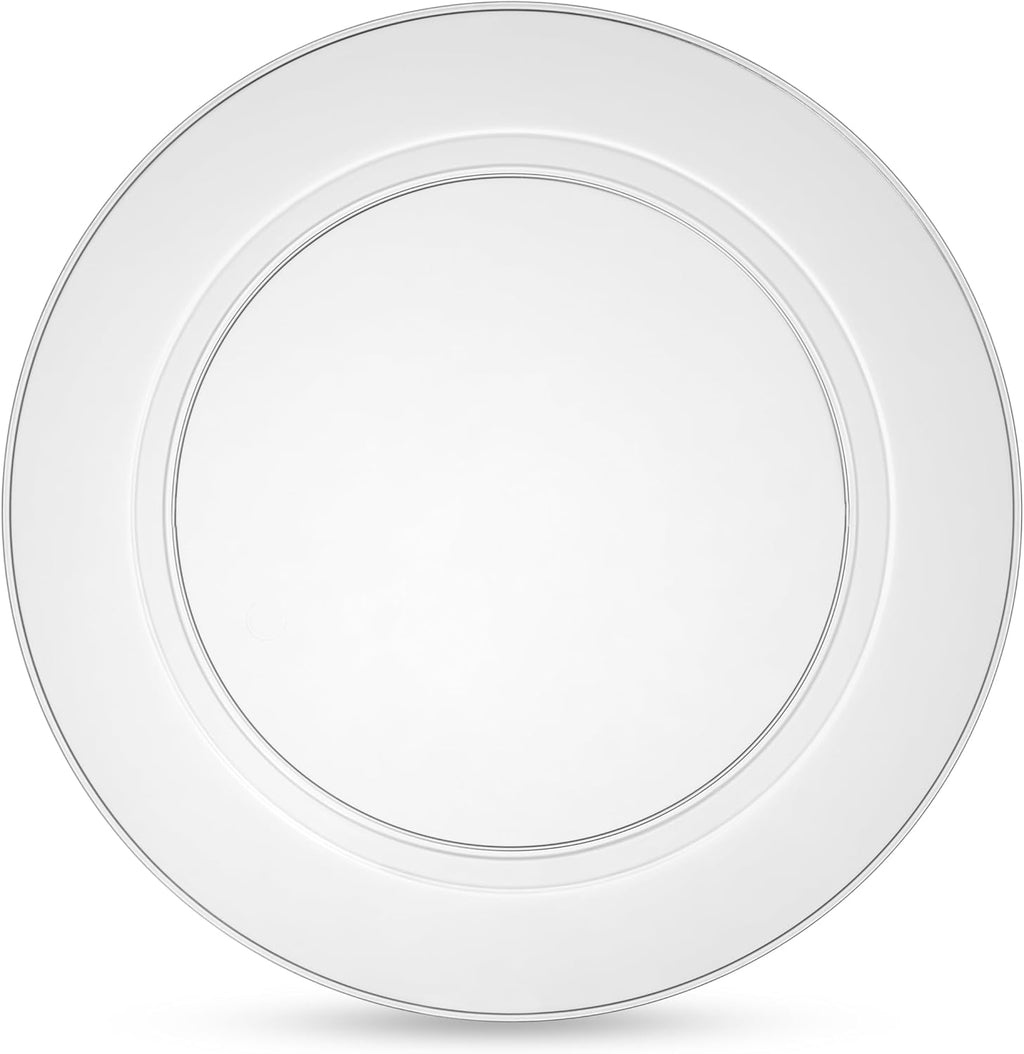 Munfix 100 Clear Plastic Plates Set, 50 Pcs 10 Inch Plastic Dinner Plates and 50 Pcs 7 Inch Plastic Dessert Plates, Elegant Fancy Heavy Duty Disposable Plates for Party, Wedding, Clear