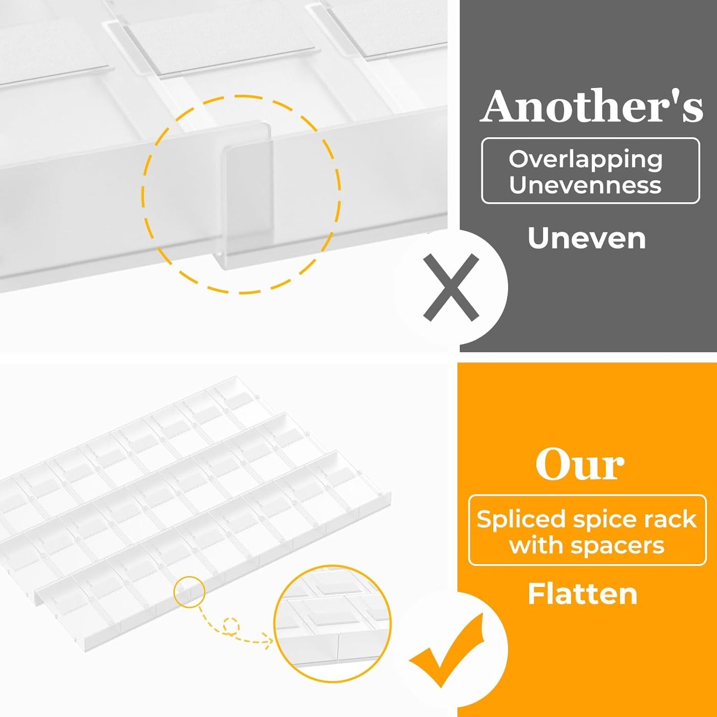 Famhap Spice Drawer Organizer, 36PCS Interlocking Expandable Seasoning Rack Tray Insert for Kitchen Drawers, Spice Rack Drawer for Spice Jars