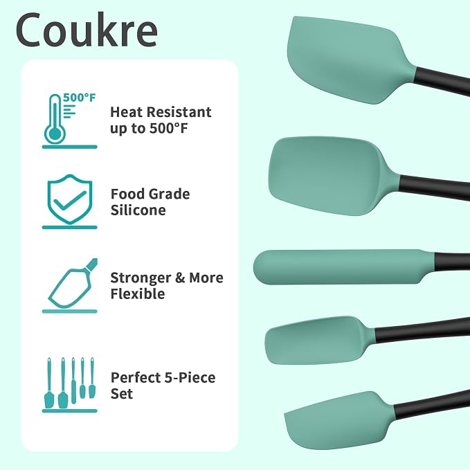 Coukre Silicone Spatula Set of 5, High Temperature Resistant, Food Grade - Image 3