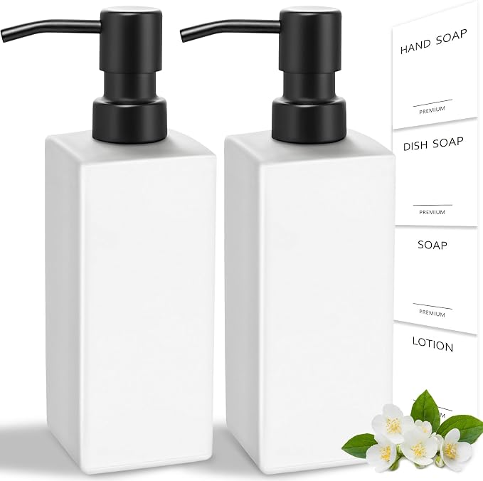 GMISUN White Soap Dispenser, Bathroom Hand Soap Dispenser, Glass Dispenser by GMISUN