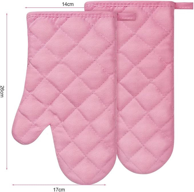 AUAUY Pink Oven Mitts, 1 Pair Kitchen Mittens, 392°F Heat Resistant Oven Gloves - Image 8