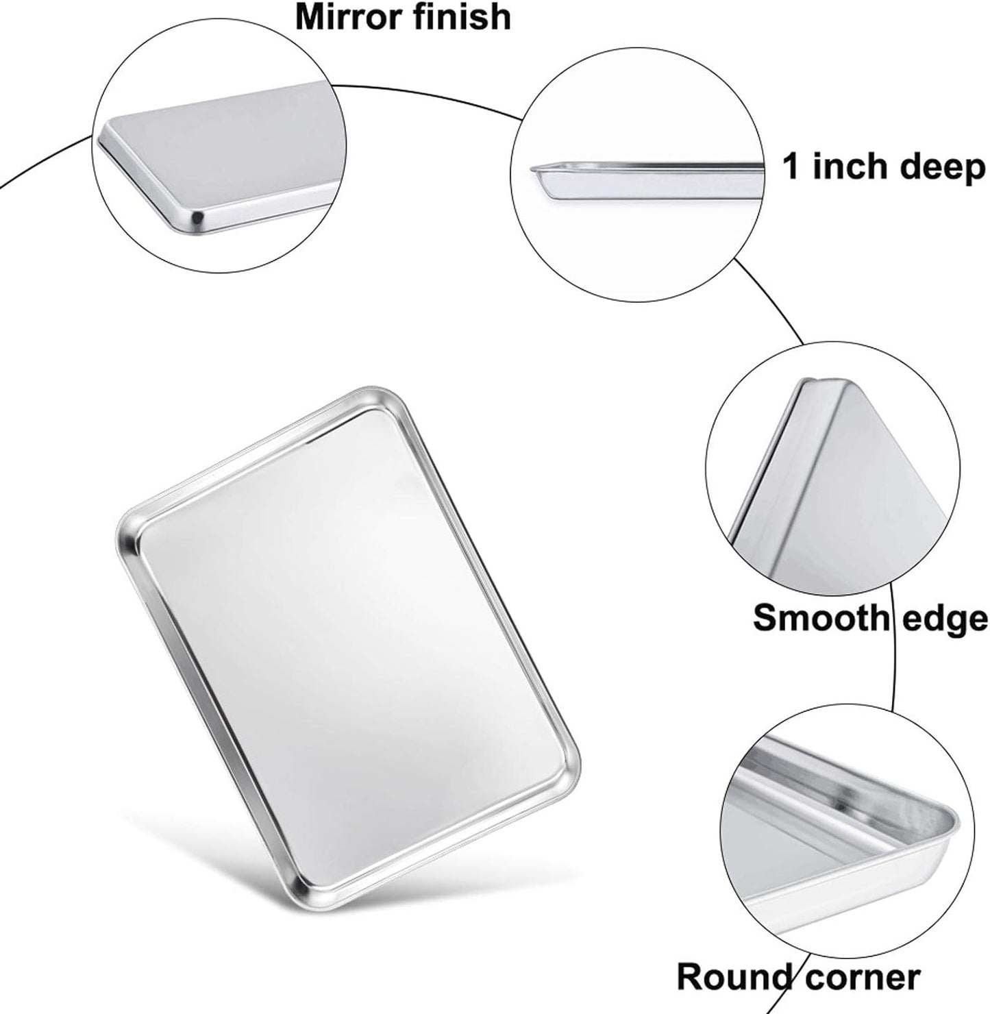 TeamFar Toaster Oven Pan Tray with Cooling Rack, Stainless Steel Toaster Ovenware Pan, Compact 8''x10''x1'', Healthy & Non Toxic, Rust Free & Easy Clean - Dishwasher Safe