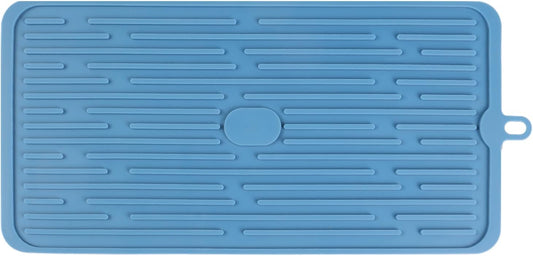 Blue Silicone Dish Drying, Mat Dish Mats for Multiple Usage, Kitchen Heat Resistant Mat, Can Be Rolled Up, Easy to Clean,Eco-friendly for Sink Bar Bottle