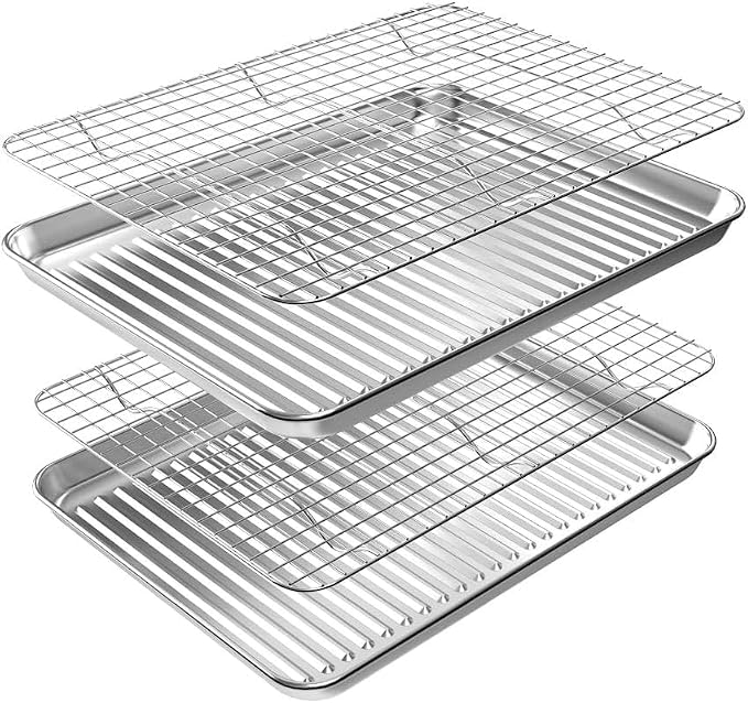 ROTTAY Baking Sheet with Rack Set, Stainless Steel Cookie Sheet with Cooling by Rottay