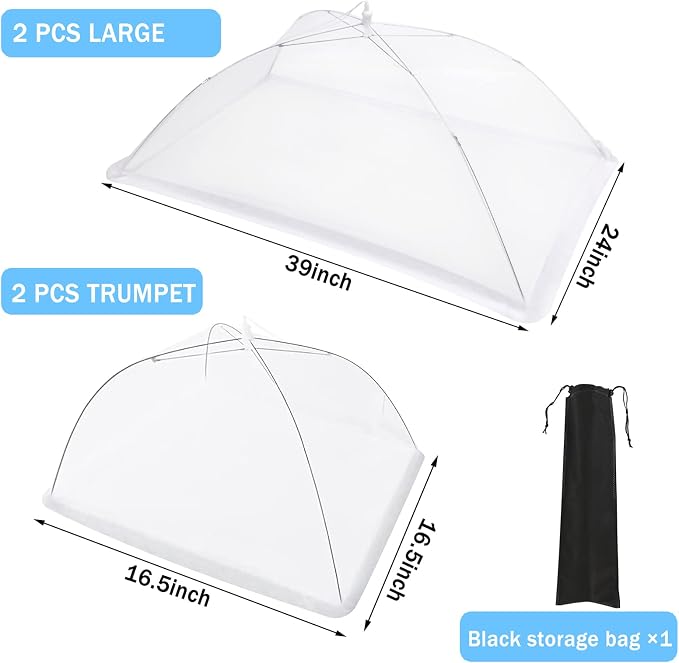 JULBEAR 4 Pcs Extra Large Mesh Food Cover Tent Umbrella Food Screen Covers - Image 2