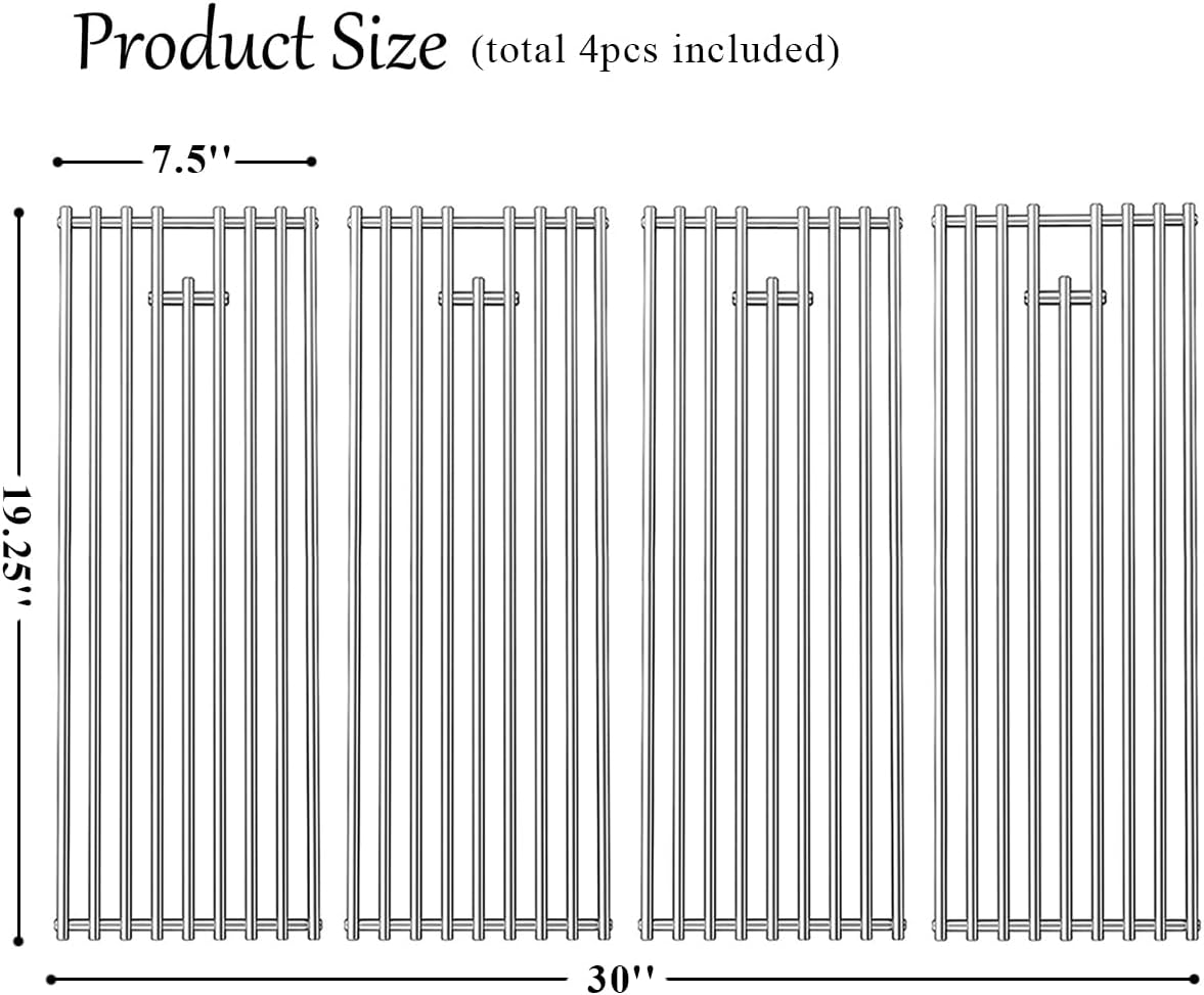 Orgneas BBQ Grill Grate Replacement Parts for 16517 Bull BBQ Angus, Brahma, Lonstar Select, Outlaw Steer Premium, Lonestar Select, 7 Burner Premium - SS304 7.5" x 19.25"