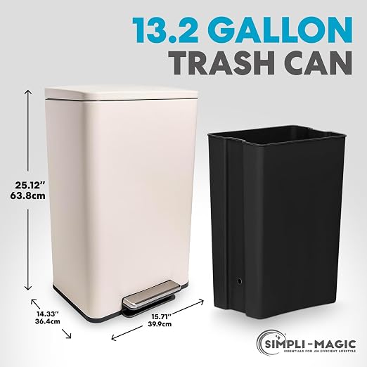 Simpli-Magic 50 Liter / 13.2 Gallon Soft-Close, Smudge Resistant Trash Can - Image 3