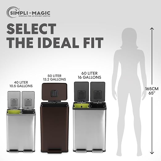 Simpli-Magic 50 Liter / 13.2 Gallon Soft-Close, Smudge Resistant Trash Can - Image 3