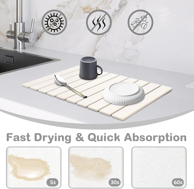 2 PCS Large Stone Dish Drying Mat - Image 2