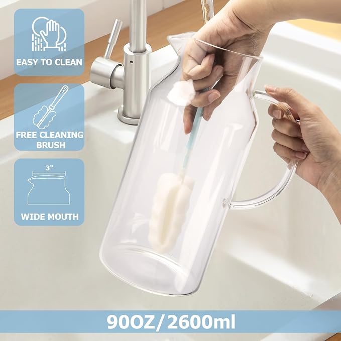 Yirilan Glass Pitcher, 90 oz/2.6 Liter Water Pitcher - Image 4