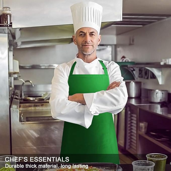 Jubatus 2 Pack Bib Aprons with 2 Pockets Cooking Chef Kitchen Apron - Image 4