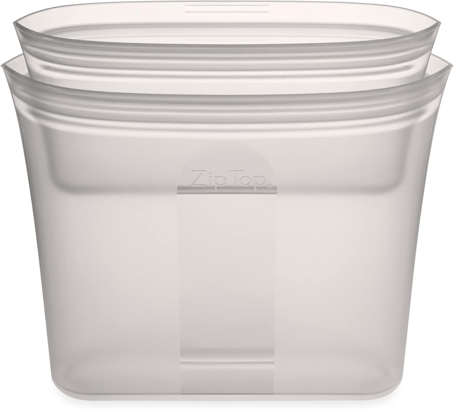 Zip Top Reusable Food Storage Bags | 2 Bag Set [Gray] | Silicone Meal Prep Container | Microwave, Dishwasher and Freezer Safe | Made in the USA