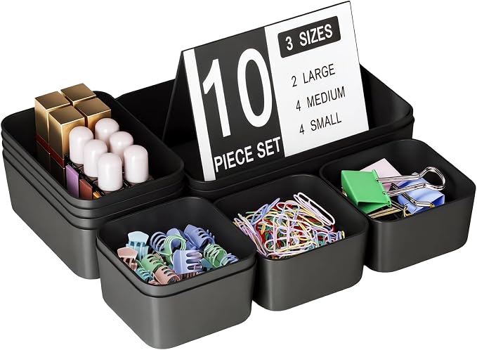 Plastic Drawer Organizers, Bathroom and Vanity Organizer Plastic Tray, Makeup by Homhut