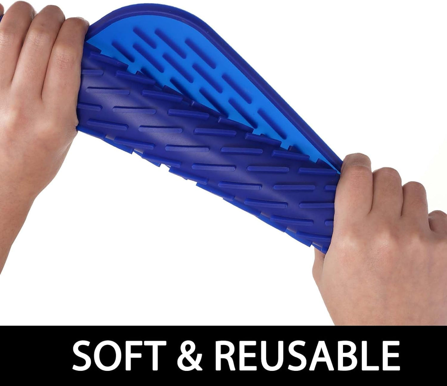 Dish Mat Silicone Dish Drying Mats Works For Drying Stemware Cocktail Glasses Silverware Pots Pans Knives and Dish Rack for Kitchen Counter Sink Bar Pads Easy to Clean (11.5" x 9.1") Blue