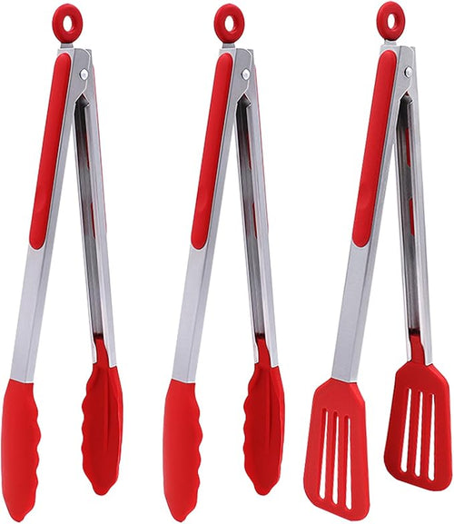 12 Inch Kitchen Tongs Set of 3, Cooking Tongs by Pharamat