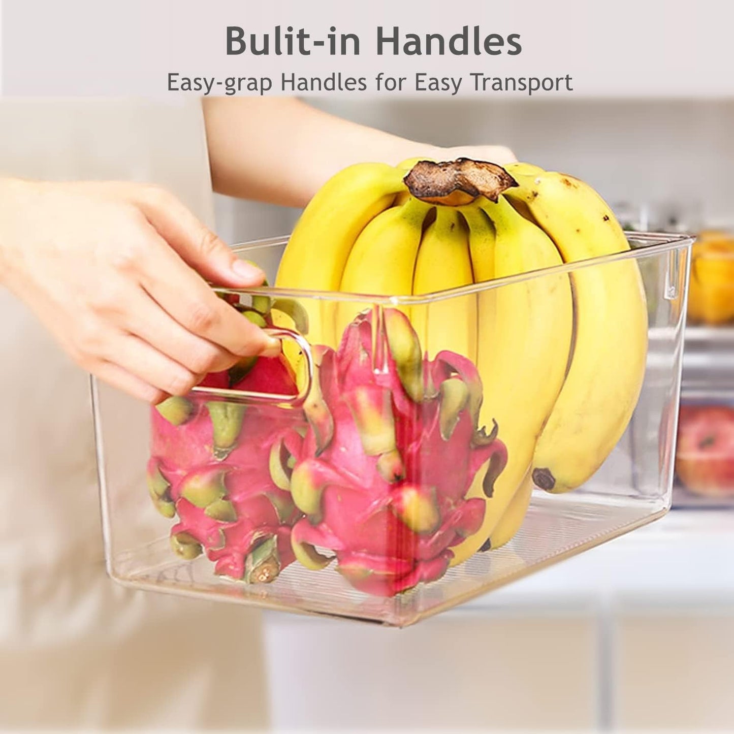 Set of 8 pantry organizers and storage, Clear Plastic Storage Bins for Kitchen Organization, Freeze Storage, Home Edit Containers