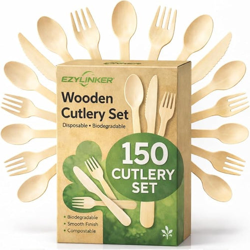 100% Compostable Cutlery Set by EZYLINKER