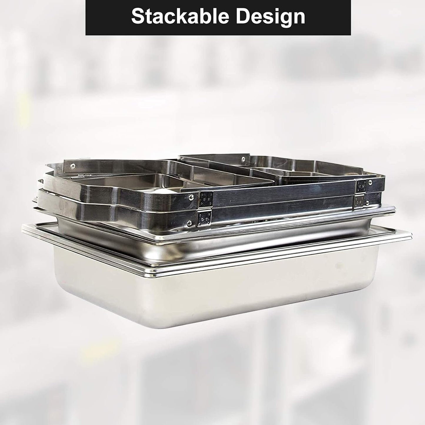 Valgus 8QT Stainless Steel Chafing Dish Buffet Chafer Set with Foldable Frame Water Trays Food Pan Fuel Holder and Lid Food Warmers for Parties, Banquet, Buffets, Wedding, Dining 2 Pack