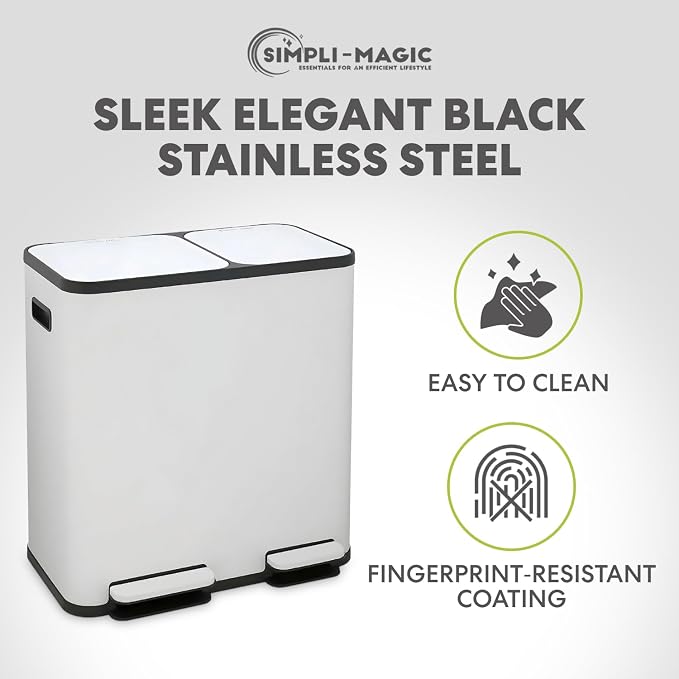 Simpli-Magic 70 Liter / 18.5 Gallon Rectangular Hands-Free Dual Compartment - Image 8