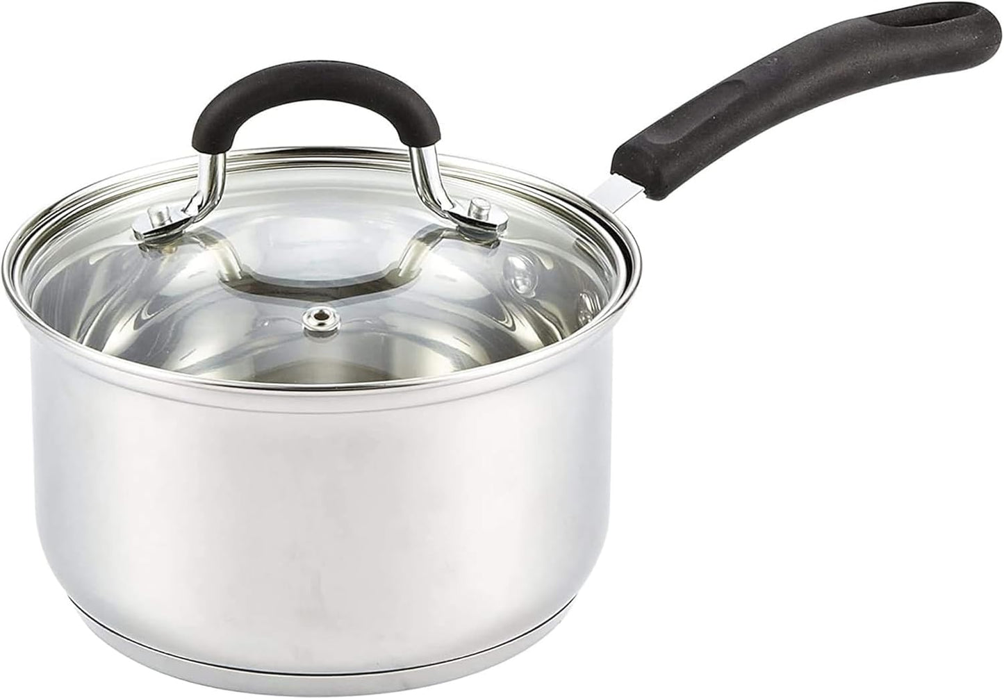 Cook N Home Saucepan Sauce Pot with Lid 3 Quart Stainless Steel, Stay Cool Handle, silver