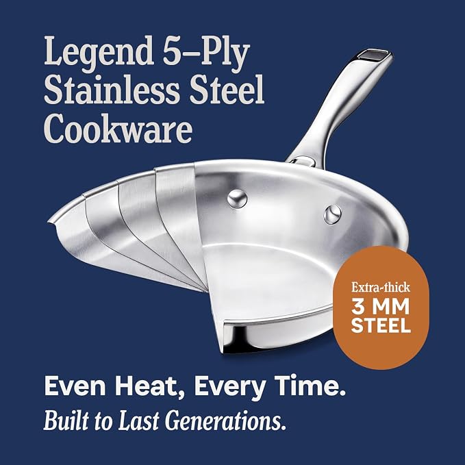 LEGEND COOKWARE 5-Ply Stainless Steel 6-Quart Stock Pot - Image 3