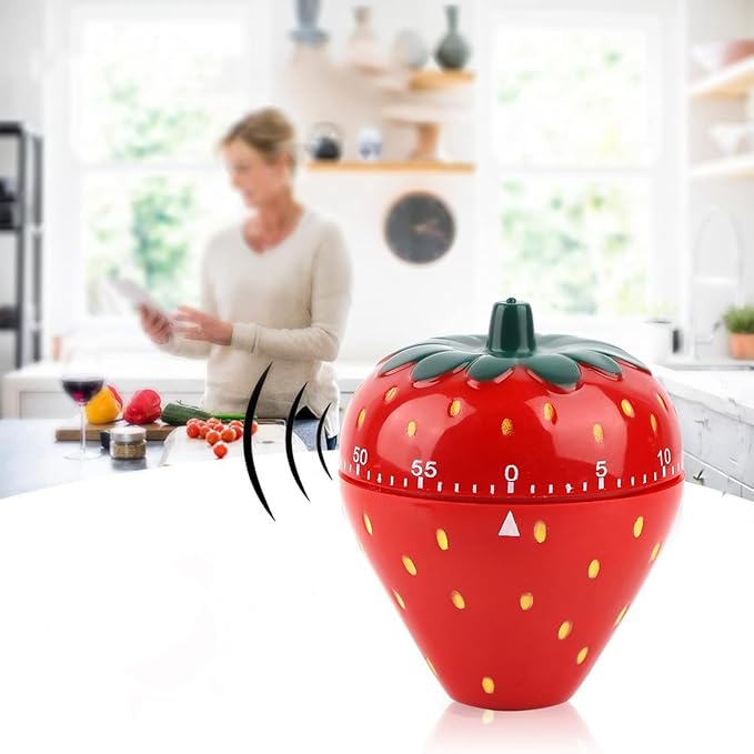 Joyzan Strawberry Shaped Timer, Cartoon Mechanical Time Reminder Cute Fruit - Image 2