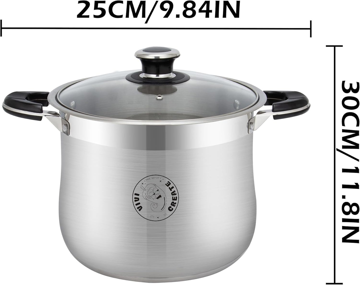 Vivicreate Stainless Steel Stock Pot with Lid for Induction Cooking Boiling Pasta Stew Soup Large Capacity Cookware with Handles for Kitchen Spaghetti Olla Olla de Acero Inoxidable (18.5 QT)