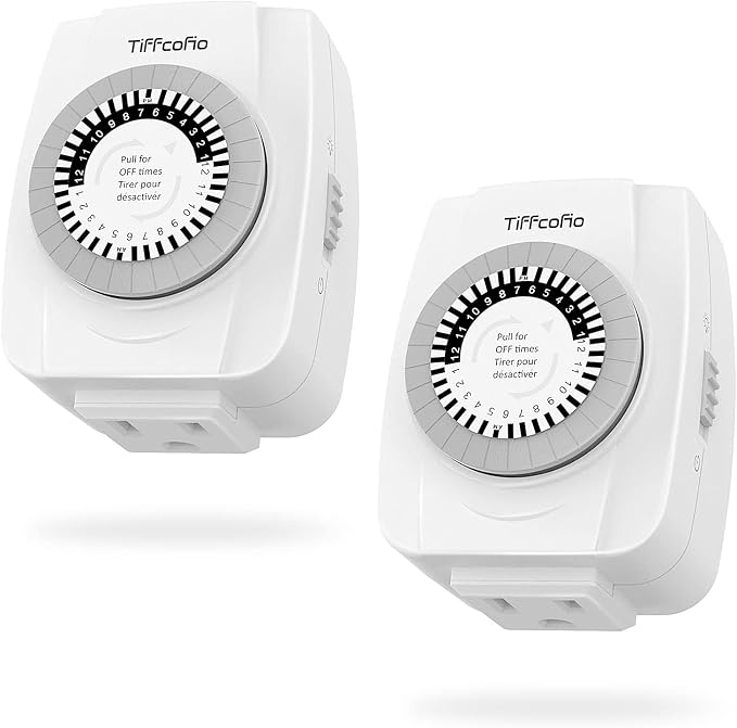 TiFFCOFiO Indoor Mechanical Outlet Timer, 3 Prong Timers by TiFFCOFiO