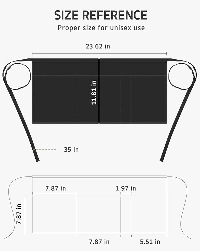 Syntus Server Apron for Men Women, Waitress Waist Apron - Image 2