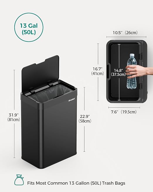 Kitchen Trash Can Touchless, 13 Gallon/50 Liter Stainless Steel Automatic - Image 8