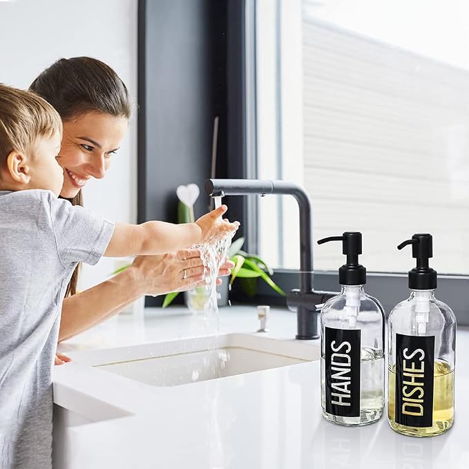 JASAI 2Pack 18OZ Glass Soap Dispenser, Kitchen Dispenser - Image 3