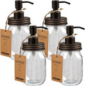 Amolliar 4 Pack Mason Jar Liquid Soap Dispenser, Rustproof Stainless Steel Lid by Amolliar