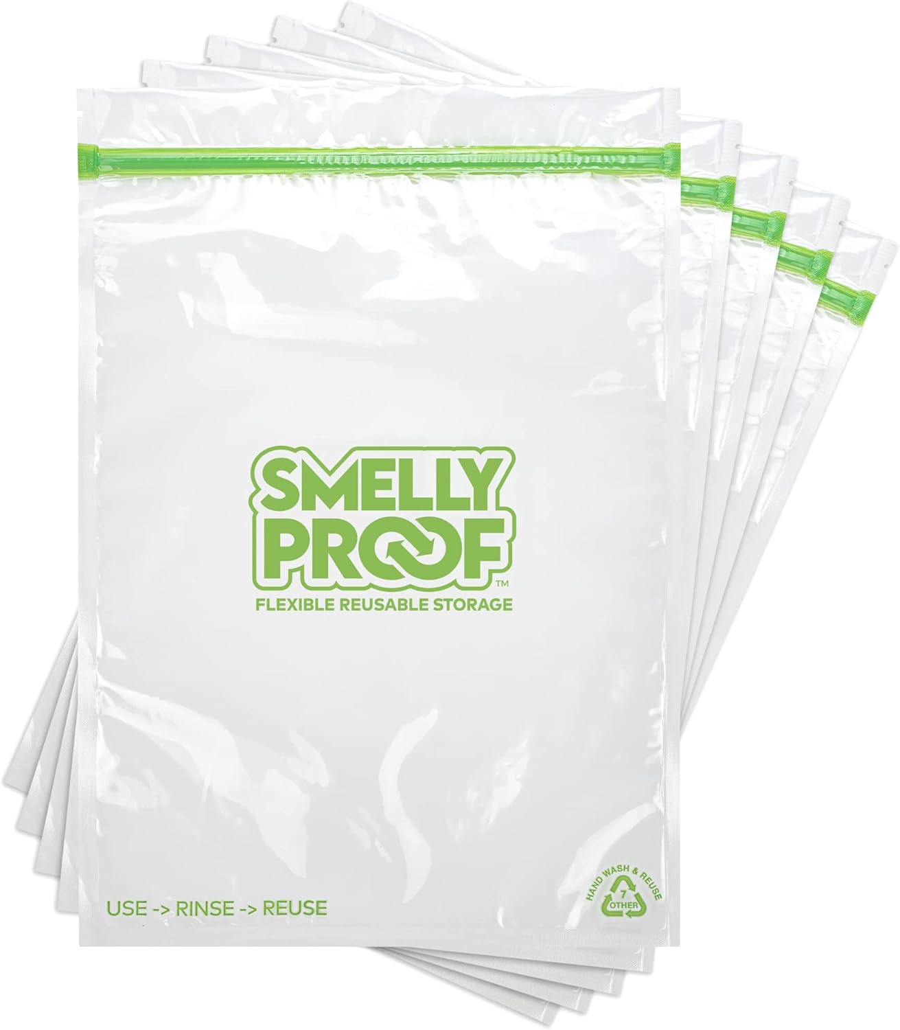 Smelly Proof Reusable Freezer Bags for Food Storage MADE IN USA, Easy Clean, Dishwasher-Safe, BPA FREE, NO PEVA, XXL 3-mil Thick Bags, Extra Large+ Clear FLAT 12" x 16", 2-GALLON, 5-Pack
