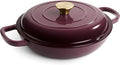 3 Quart Enameled Cast Iron Braiser, Non Stick Enameled Cast Iron Skillet by Fijinhom
