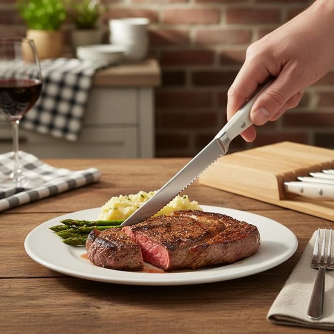 Alata 8-Piece White Steak Knives Set - Image 5