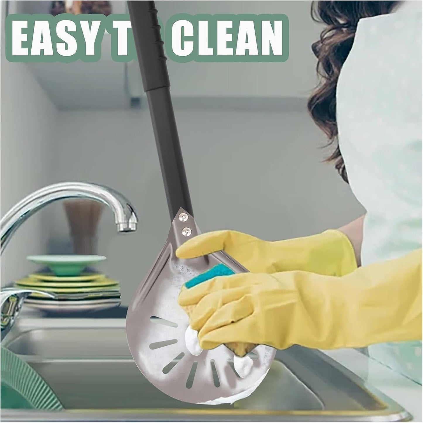 Pizza Turning Peel 6 Inch Round Aluminum Perforated Pizza Peel Turner with Metal Handle Pizza Paddle for Homemade Pizza Oven Accessories