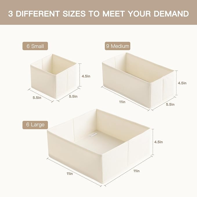 Criusia Drawer Organizer Clothes, 21 Pack Dresser Organizer - Image 2