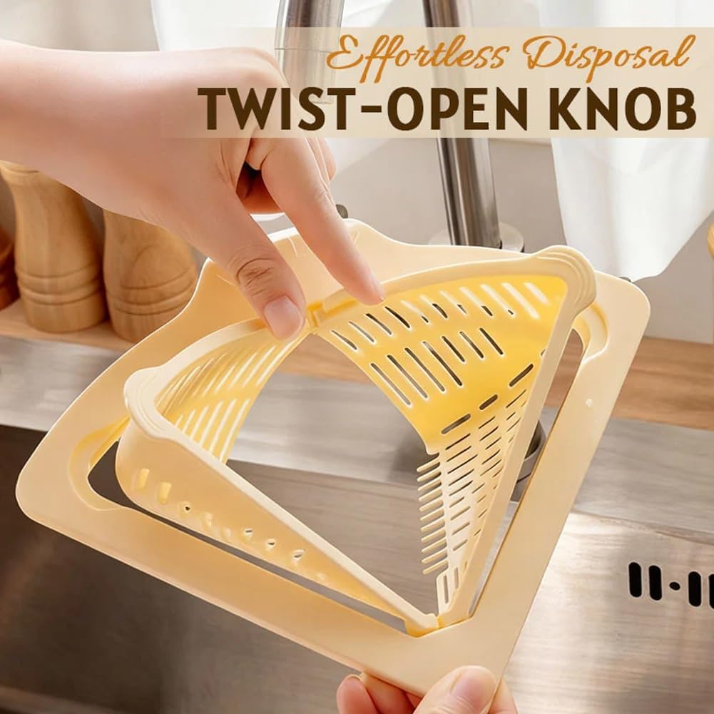 Magnetic Drainage & Filter Basket, Punch-Free Triangular Sink Strainer with Twist-Open Bottom, Strong Magnetic Fixation, Corner Kitchen Organizer for Washing Fruits & Vegetables(Color a)