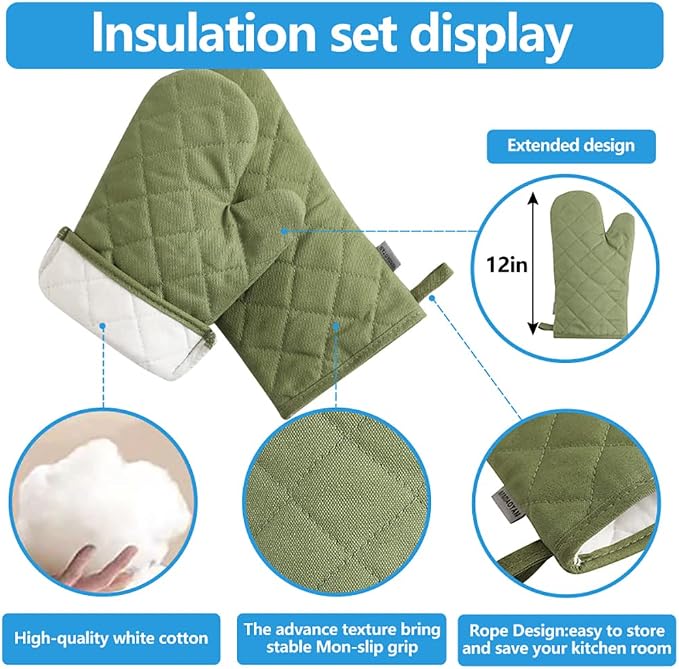 Oven Mitts and Pot Holders 4 pcs Set, High Heat Resistant 500 Degree Extra - Image 4