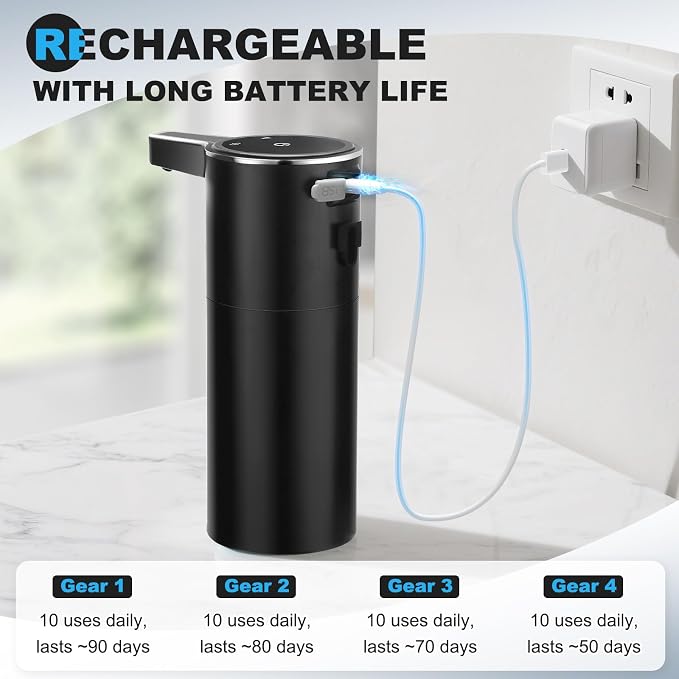 Automatic Soap Dispenser Liquid Touchless: 13.52oz/400ml Wall USB Rechargeable - Image 7