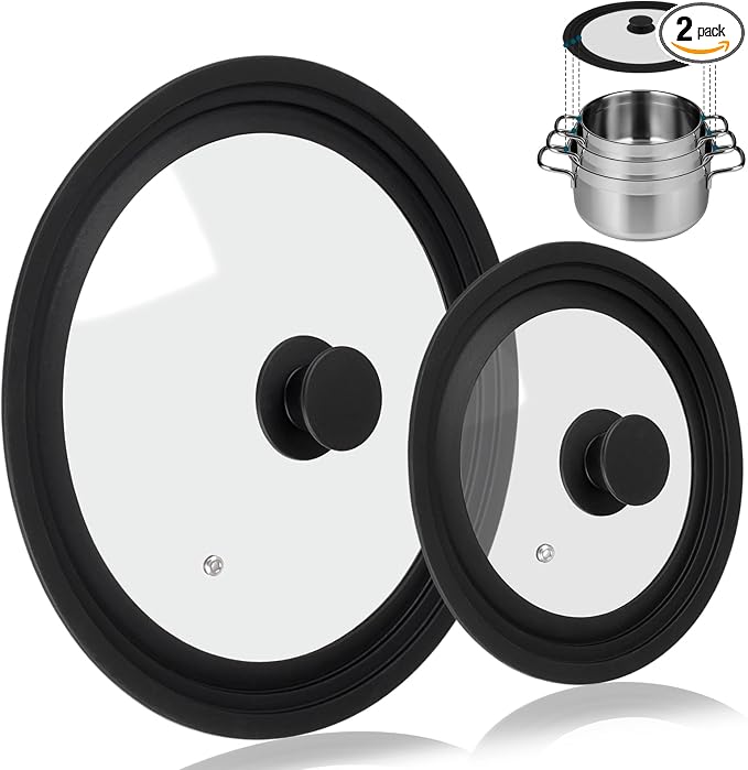 Universal Lid for Pots Pans and Skillets, 2 Pack Pan Cover fit 7", Silicone by KOMOKERU