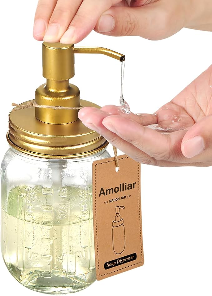 Amolliar Mason Jar Liquid Soap Dispenser -Rustproof Stainless Steel Farmhouse - Image 3