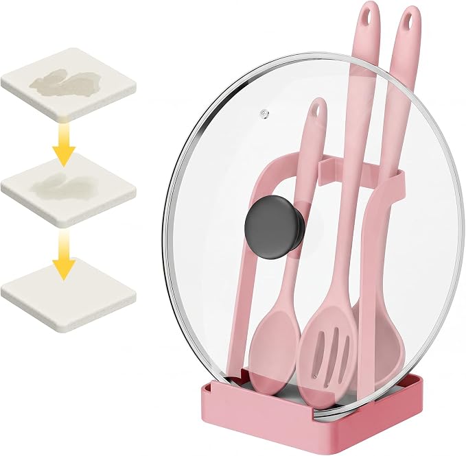 NiHome Kitchen Utensil Holder for Pot Lids & Spoons Pink Kitchen Accessories by NiHome