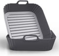 9-Inch Square Silicone Liners for Large Air Fryer 2Pack, Silicone Pot Baking Accessories for Chefman 6 to 8.5QT, Reusable Air Fryer Tray Insert for Oven Microwave Accessories