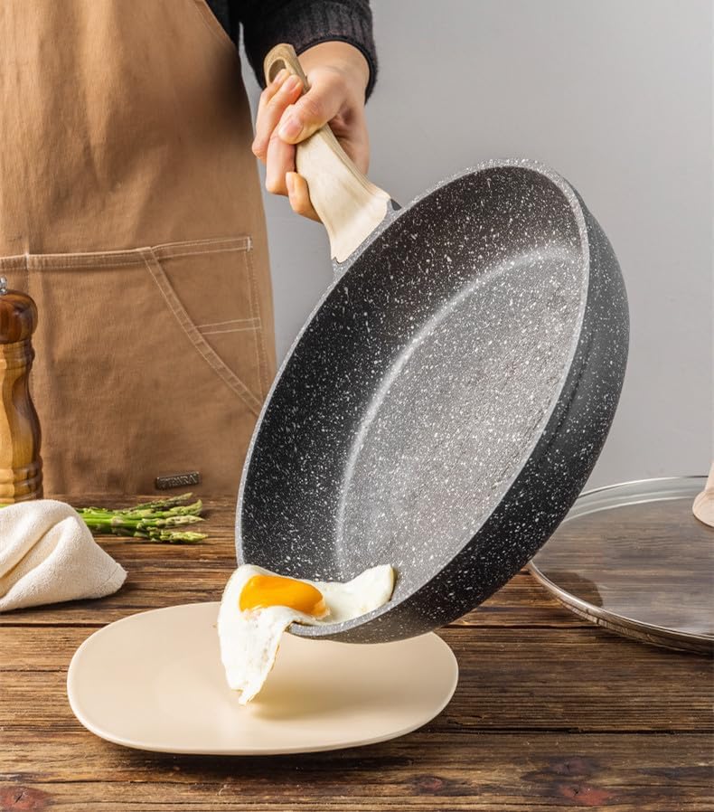 11 Inch Nonstick Skillet Frying Pan Egg Pan Omelet Pan, Nonstick Cookware Granite Coating, 100% PFOA free Cookware Pan, Healthy Nonstick Stone Frying Chef's Pan Skillet