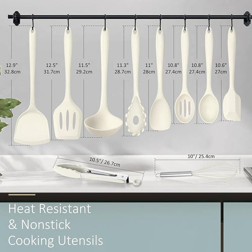 10 Pack Kitchen Utensils Set for Cooking, Leonyo Silicone Cooking Utensils Set - Image 2